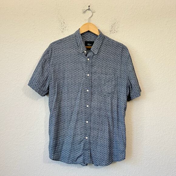RAILS Carson Shirt Blue Hama Wave Button Up Short Sleeve Preppy Beach